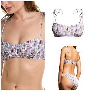 Tanya Taylor Valencia Smocked Bikini Top PAINTERLY Sz S NWT 115